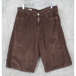 Zara Shiorts Womens 8 Corduroy Wide Leg Grunge Pockets Skater Brown Casual Zip